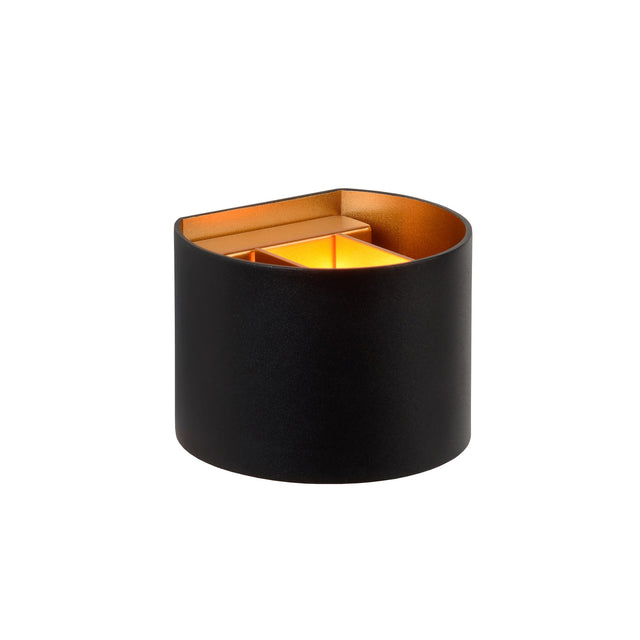 Lucide Xio LED-Wandleuchte in Schwarz, halbrund, freigestellt