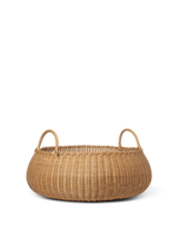 Braided Korb aus handgeflochtenem Rattan mit zwei Griffen, Seitenansicht